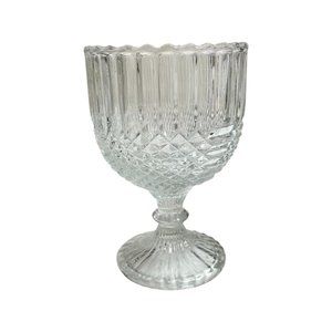Vintage Clear Glass Diamond Point and Ribbed Goblet